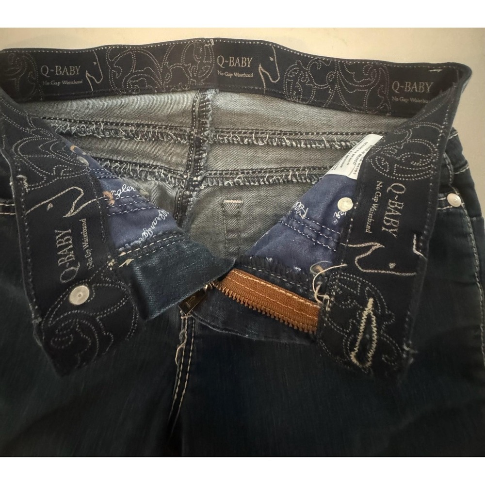 Wrangler Q-Baby Bootcut Jeans Womens 1/2 X 32 Blue Dark Wash Stretch Denim - Picture 4 of 10